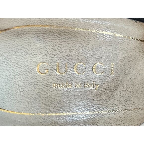 Gucci Gold Leather Peep Toe Heels Shoes  Women's Size EU 37 US 6.5 - Picture 5 of 11